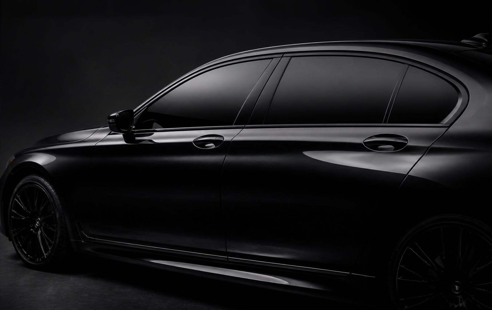Black luxury sedan with professionally tinted windows